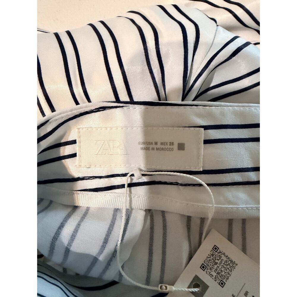 Zara wide leg striped pants sailor front gold buttons M NWT - Picture 4 of 7